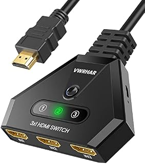 HDMI Switch 4K, 3-Port HDMI Switch Splitter with High-Speed HDMI Cable, HDMI Switch 3 In 1 Out Supports 4K 3D 1080P UHD HDCP 2.2 for Xbox PS3/4/5 Sky Box Apple TV Fire Stick Blu-ray/DVD Player