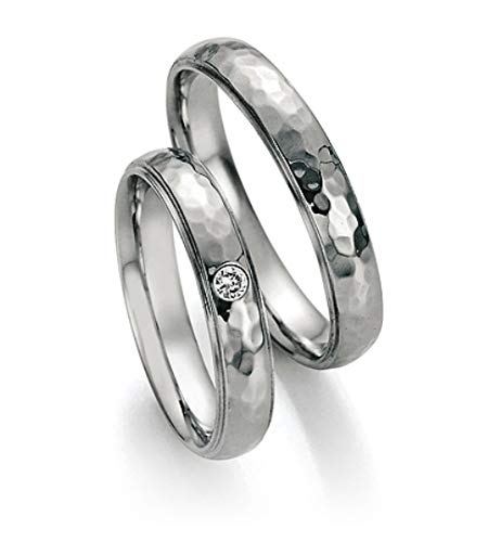Jewellery Depot Pair of Wedding Rings Partner Rings Engagement Rings Stainless Steel with Diamond + Engraving Request Rings (Pair)