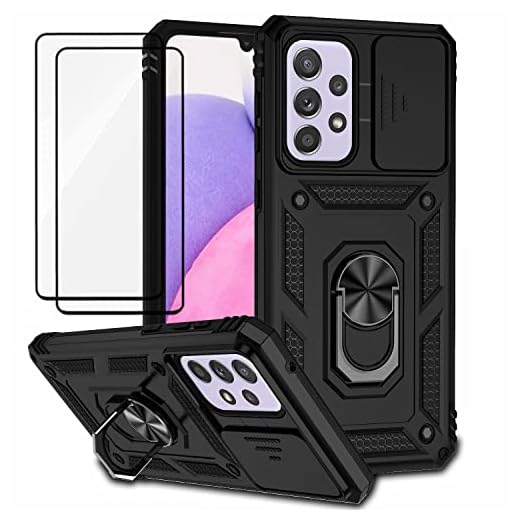 Capa Samsung Galaxy A33 5G Capinha (com 2 pedaços de filme temperado Protetora) de Câmera Proteção de Tela Metal Parênteses Case (Preto)