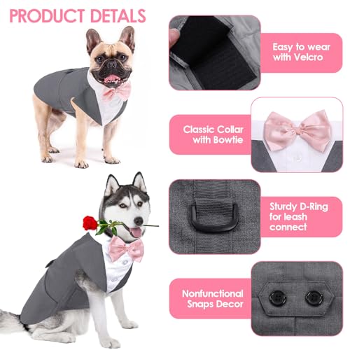 AOFITEE Hund Smoking Hund Anzug & Bandana Set, Hunde Hochzeit Party Suit Hundefliege Shirt Vest, Haustier Anzug Kostüm Hunde Kleidung mit Abnehmbarer Fliege für Halloween, Christmas,M