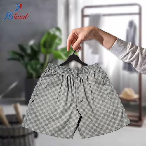 Image of Men's Cotton Shorts Waistband, Zip Fly, 1 Zip Pocket, Back Pockets (Pack of 2)