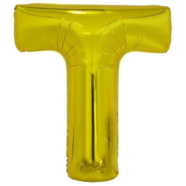 Amscan 9909595 - Gold Letter T SuperShape Foil Balloon - 40"