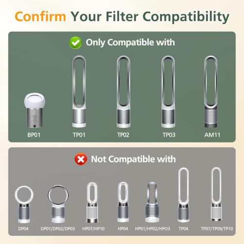 Image of TP01 TP02 Filter Replacement Compatible with Dyson Pure Cool Link TP01 TP02 TP03 AM11, Dyson BP01 Tower Purifier, Part no 968126-03, Pack of 1