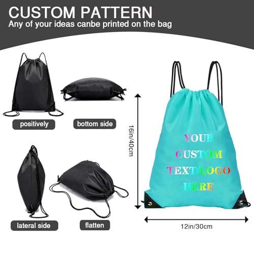 Custom Bags With Your Logo Set of 100 Custom Backpack Draw String Bags Pack Bulk for Travelling Swimming Gym Everyday Use (Blue 2)