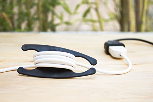 Bobino | Cord Wrap | Cord Organizer | Desk Cable Management | Cord Holder & Cable Organizer | Cord Organizer for Desk Accessories | Cable Holder & Wire Organizer Under Desk | Cord Ties | Black XL