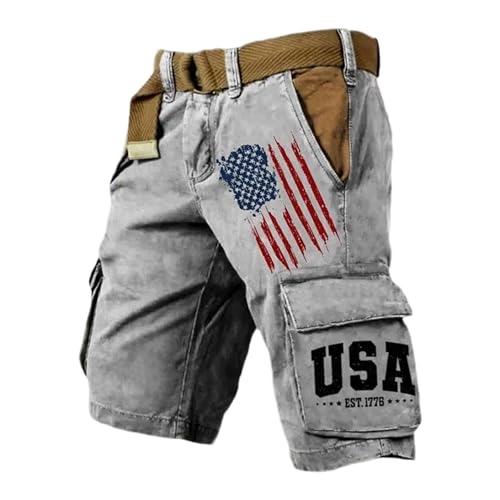 Short Cargo Homme imprimé Aigle avec Multi-Poches d'été Coupe Confortable décontracté WWricotta