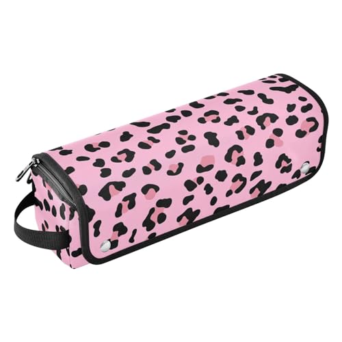 Organizador de herramientas para cabello 2 en 1 con manta resistente al calor impermeable para viaje, para planchas, rizadores, secadores, estampado de leopardo miniatura 1