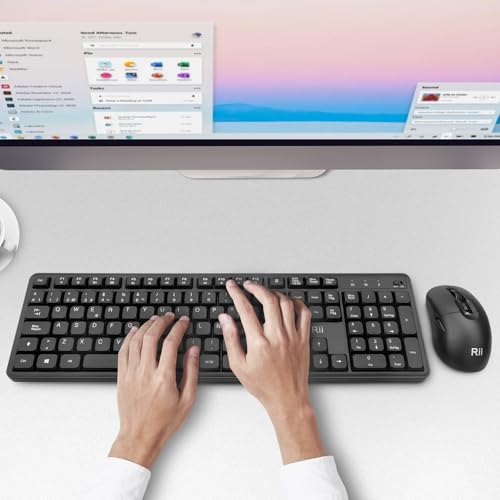 Rii RK209 Combo de Teclado y ratón Inalámbricos, Teclado y Ratón Silenciosos, con Receptor 2,4G(No Incluye Pilas) - imagen 8