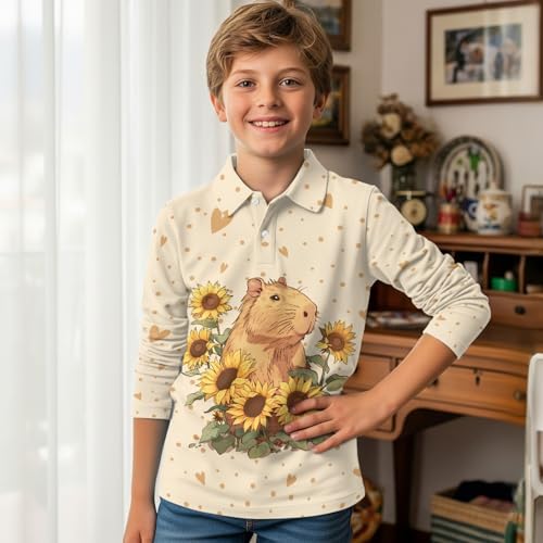 HUIACONG Boys Girls Button Shirts Long Sleeve Undershirts for Children3