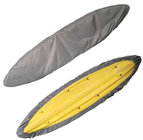 J&C Kayak Covers for Outdoor Storage Waterproof Canoe Cover Dust Proof Fits for 10ft 12ft 13ft 14ft 15 16 17 18 19 ft 200D Polyester Anti Sunlight (10.2-11.5ft /3.1-3.5m, Gray)