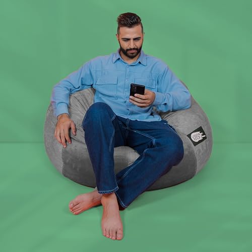 Image of Yogi Sack - Plush, Ultra Soft Memory Foam Blend Bean Bag Chair with Washable Cover - Never Goes Flat (Medium, Silver, Bean Bag Bed)