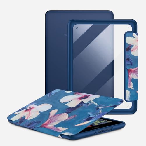 Image of MOCA Case for 7 Inch Kindle Paperwhite 12th Gen 2024 and Signature Edition, Slim Shockproof Clear Back Cover, Auto Sleep /Wake Protective Case (Hibiscus)