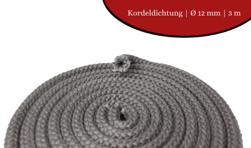 Kamindichtung Türdichtung Set, 3m ø12mm, für Drooff, Olsberg, Oranier und Wamsler Öfen, Kaminofen Dichtung inkl. Kleber, Abbinder, Hülse und Einbauanleitung
