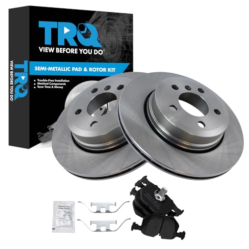 Image of TRQ Rear Brake Pad and Rotor Set Semi Metallic | For 2004-2010 BMW X3