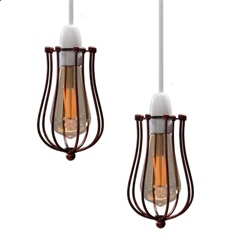 DC VOLTAGE Modern 2 Pack Pendant Light Metal Balloon Wire Cage E27 Bulb Base Easy Fit Hanging Ceiling Lamp Shade Ideal for Kitchen Living Room Hallway Bar Coffee Shop Hotels