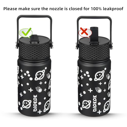 Image of BJPKPK Insulated Water Bottle, 15oz Stainless Steel with Straw Lid