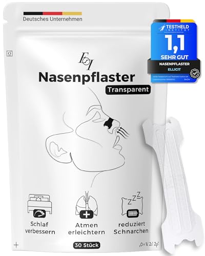 Ellicit Nasenpflaster Transparent, 30er Pack Premium Nasenstrips, gegen Schnarch