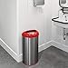 NINESTARS OTT-50-19RD Open Top Office Bathroom Trash Can, 13 Gal 50L, Stainless Steel Base (D Shape, Red Lid)