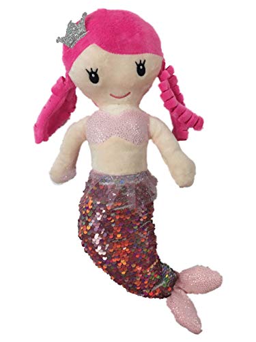 Linzy Toys Pink & Silver 14 inch Victoria Mermaid with 2-Way Sequins Plush Doll