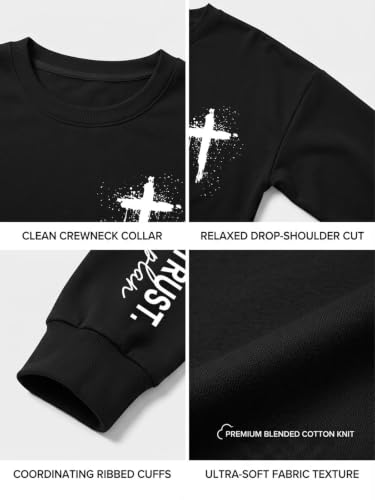 QIXYN Christian Sweatshirts for Women Jesus Faith Over Fear Cross Tops - image 5