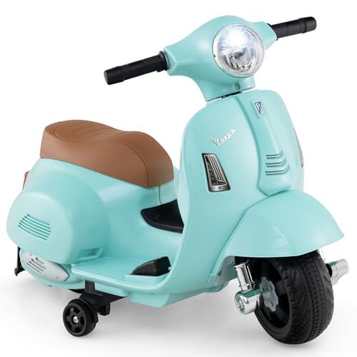 GYMAX Kids 6V Vespa Motorbike with Training Wheels