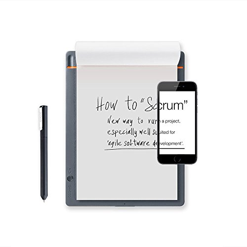 Image of Wacom Bamboo Slate Digital Notepad A4 (Letter Size) /Large Smart Notebook With Digitisation Technology Incl. Stylus With Ballpoint Pen /Compatible With Android And, gray
