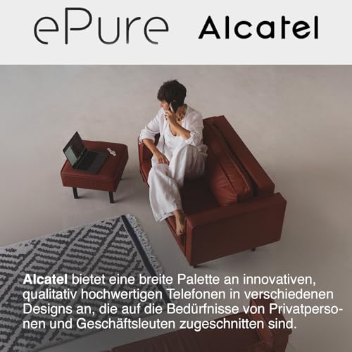 ALCATEL ePure Premium - Schnurloses Festnetztelefon DECT mit Anrufbeantworter - Vintage-Design - Basis mit smarter Anzeige - Grafikdisplay - Freisprechfunktion - Anrufblockierungsfunktion - Schwarz