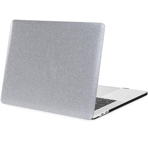 FFBOFFC Custodia Compatibile con MacBook Air 13 Pollici 2017 2016 2015 2014 2013 2012 2010 Modello A1466 A1369, Cover Dura Protettiva in Pelle con Brillantini, Lucentezza argento