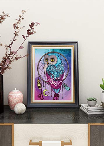 Gronda Schilderen DIY blauwe uil vogel dieren afbeelding dromenvanger paars set natuur schilderij DIY decor slaapkamer… - Image 3