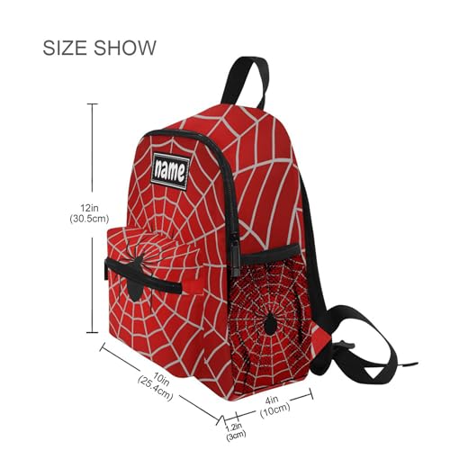 Custom Kid's Name Backpack, Halloween Spider Web Red Backpack for Daycare Travel Personalized Name Preschool Bookbag Children Kindergarten Bag for Boys Girls3