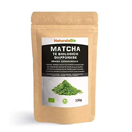 Biologische Matcha Thee in poeder [ CEREMONIËLE KWALITEIT ] 100 gram. Bio Japanse Groene Matcha-Thee van de Hoogste Kwaliteit. Geproduceerd in Uji, Kyoto in Japan. Ideaal om te Drinken en in de Melk.