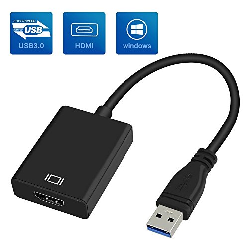 Adaptateur USB 3.0-HDMI, adaptateur USB 3.0-HDMI audio et vidéo 1080p, multi moniteur, convertisseur pour ordinateur portable, TV HD, Windows 7/8/10 PC uniquement (incompatible avec Mac) (noir)