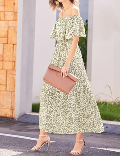 Image of Bluetime Womens Maxi Dress Off Shoulder Floral Print Boho Beach Long Summer Dresses
