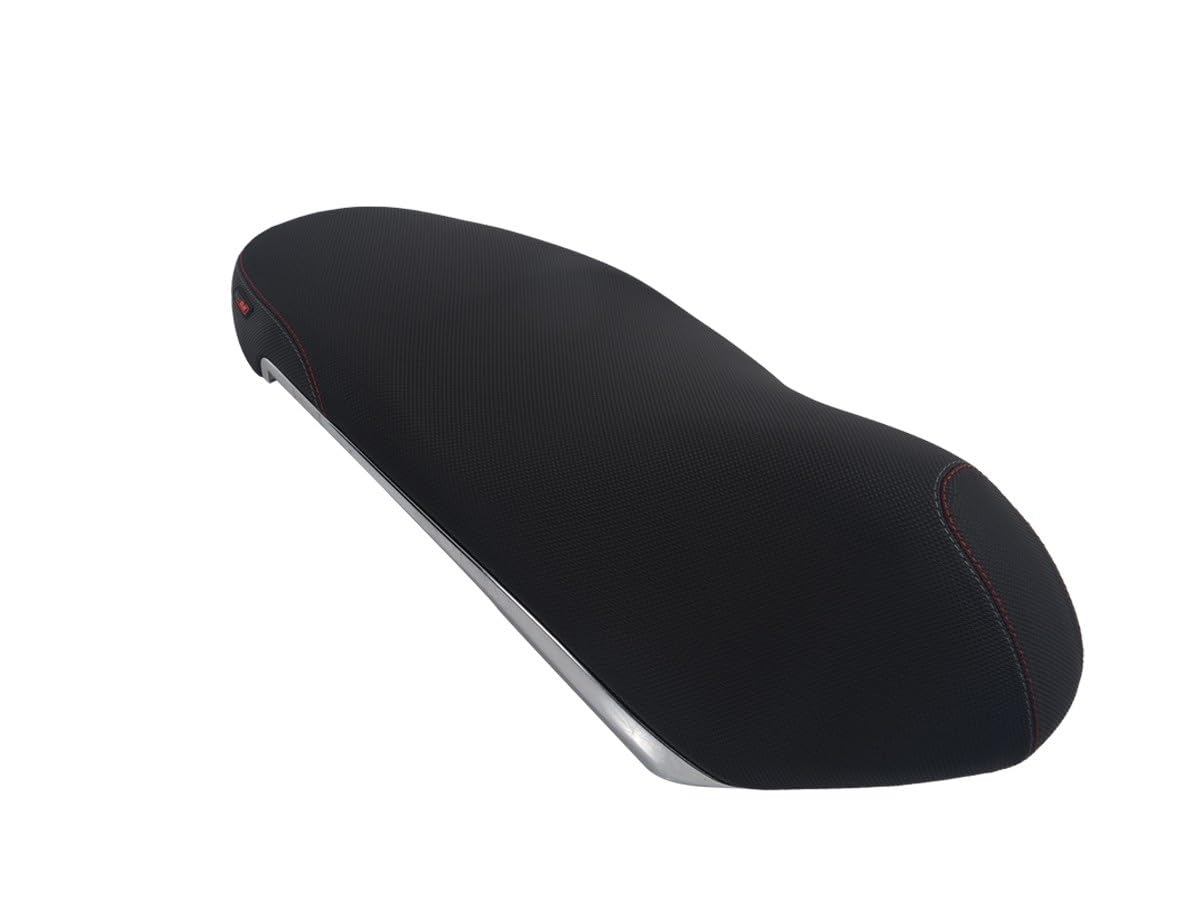 Coprisella compatibile con Piaggio Liberty 125/150 ABS 2016-2019 nero con cuciture rosse e grigie