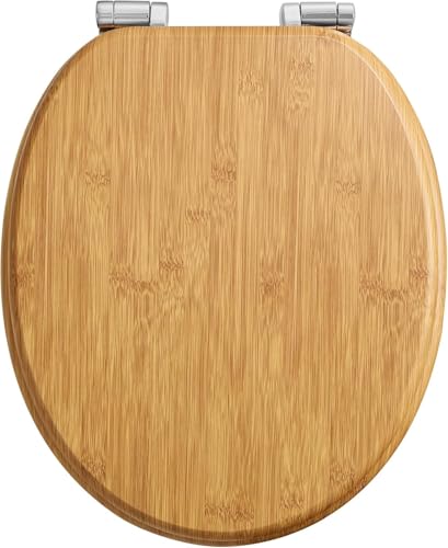 Pipishell abattant wc bois en forme de O avec mécanisme de fermeture douce et charnières métalliques lisses, abattant toilette wc à fermeture lente en MDF de haute...