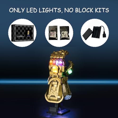 Mililier LED Light Kit for Lego 76191 Marvel Infinity Gauntlet Building Set, Compatible with Lego 76191 Building Blocks Model(Not Include Blocks Set)