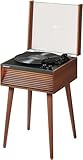 Crosley CR6237A-NA Dean 3-Speed Bluetooth in/Out Vinyl Record Player Turntable with Built-in Speakers, LED Lights and Detachable Legs, Natural