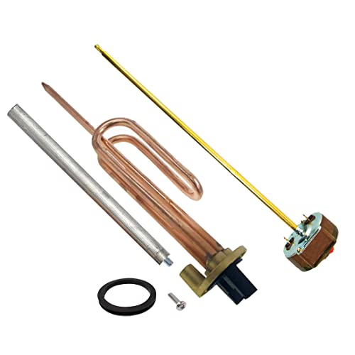 Kit Repuesto Resistencia Termo Eléctrico, contiene 1 Resistencia eléctrica curva sumergible 1500 W, 1 Junta de goma, 1 Tornillo fijación, 1 Ánodo de magnesio, 1 Termostato de varilla de 270 mm.