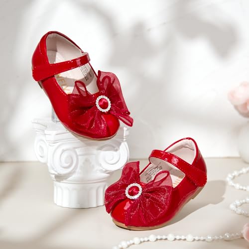 Image of GINFIVE Toddler Girls Dress Shoes Little Girls Mary Janes Ballerina Flats Shoes Toddler
