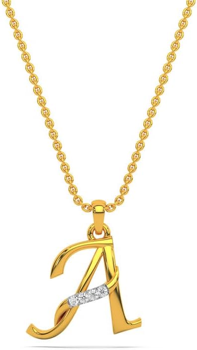 KISNA Alphabet Diamond & Gold Pendant for Women.