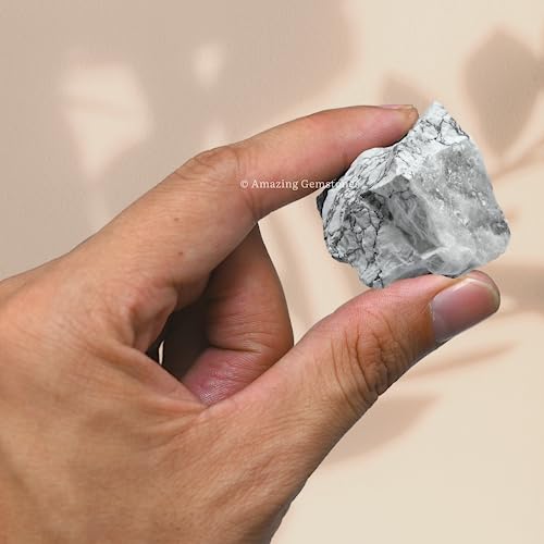 Image of Amazing Gemstone 2 Pieces Howlite Raw Crystals and Healing Stones, Natural Rocks for Tumbling and DIY Raw Stones and Crystals