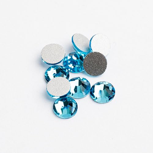 288pcs Crystal Lane ss30 (6.5mm) Blue Aquamarine Rhinestones Flat Backs, Round Glass Gemstone Embellishments