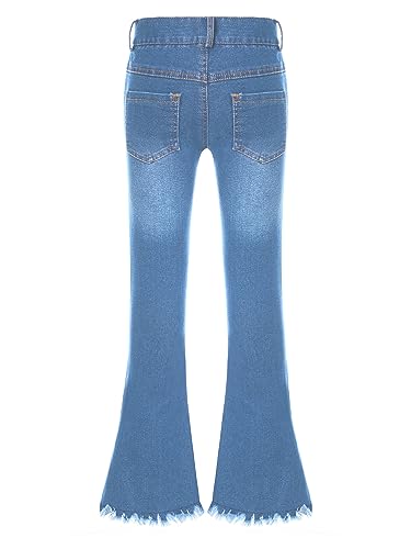 XUNZOO Kids Girls Bell Bottom Jeans Ripped Tassels Flare Jeans Washed High Waist Denim Pants Trousers2