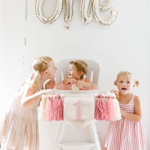 Image of 1st Birthday High Chair Banner,Pink Tassel Theme Banner For Girl,1st Birthday Photo Backdrop,Wall Hangings Decorative for Kids Bedroom Nursery Party Holiday Classroom Decoration (pink)