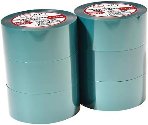 APT,2 Mil Polyester Tape with Silicone Adhesive, PET Tape, high Temperature Tape, 3.5 mil Thickness, Powder Coating, E-Coating (6, 2" x 72Yds)