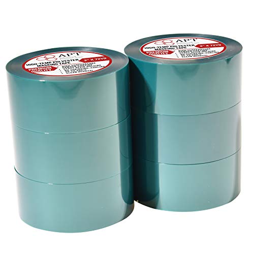 APT,2 Mil Polyester Tape with Silicone Adhesive, PET Tape, high Temperature Tape, 3.5 mil Thickness, Powder Coating, E-Coating (6, 2" x 72Yds)