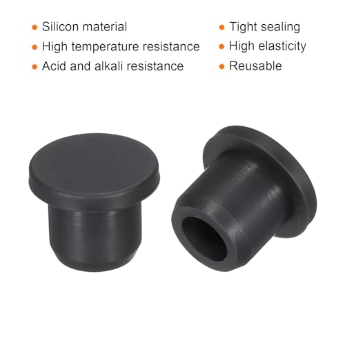 Image of MECCANIXITY High Temp Silicone Plugs, Black, T Shaped, 10mm Mount, Pack of 10