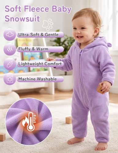 Babymine Newborn Baby Girl Fall Outfits 0-3 Months Winter Onesie Purple - image 2