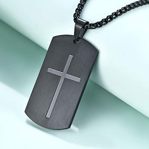 Rnivida Men's Bible Verse Cross Tag Pendant Necklace, Stainless Steel Christian Inspirational Necklace Jewelry for Men4