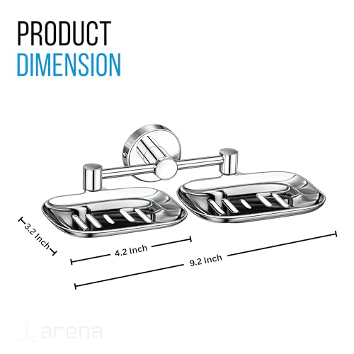 Image of FERIO Stainless Steel Double soap Stand for Bathroom | soap Holder | soap Box for Bathroom | soap Cases for Bath Room | Chrome Finish (Pack of 1)